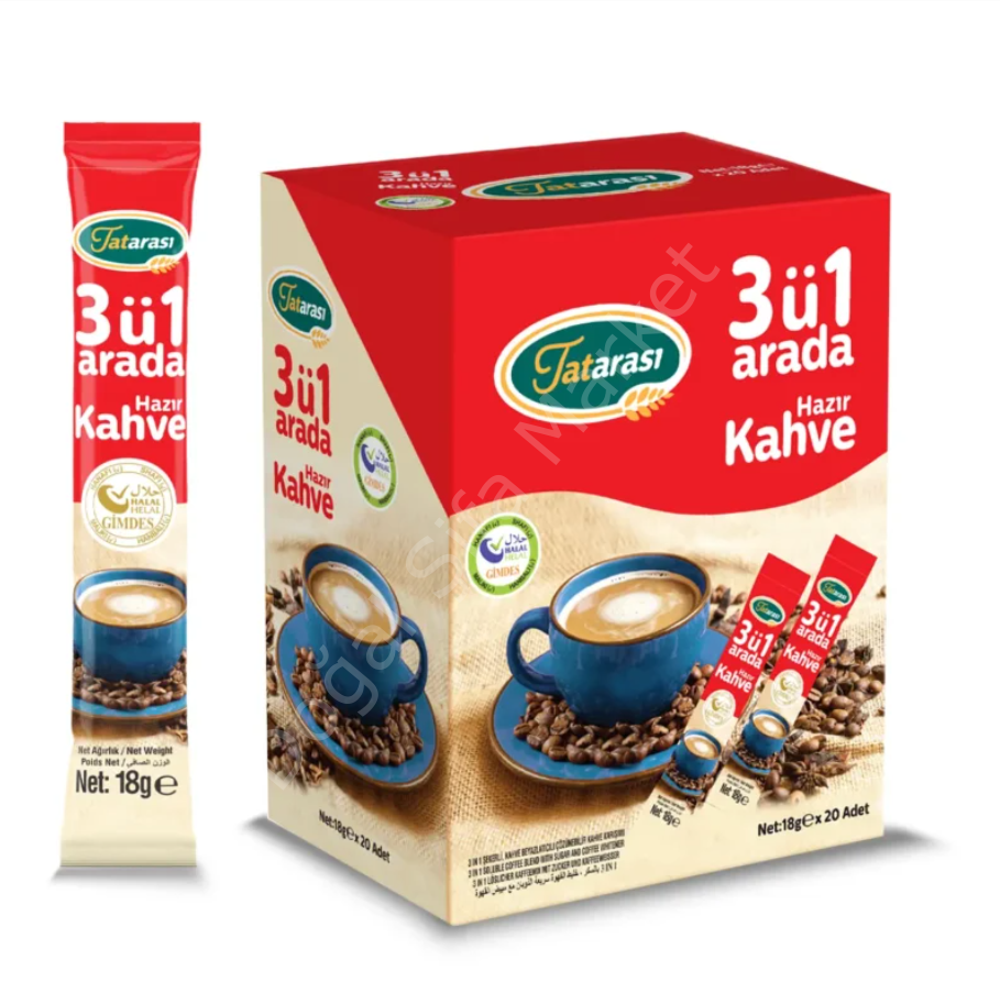3'ü 1 Arada Gold Yumuşak İçim Helal Üretim Kahve Özel Kutusunda 18 gr x 20 Adet