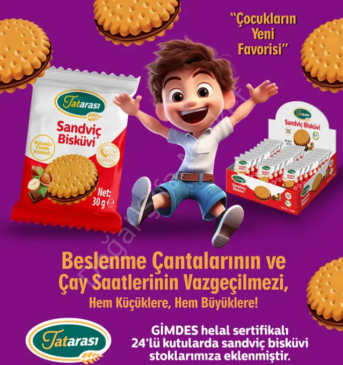 Kakaolu Fındık Kremalı Sandviç Bisküvi 30 gr.