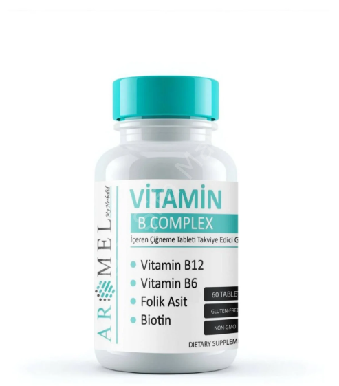 Aromel Vitamin B Complex 60 Tablet | Vitamin B12, B6 , Folik asit , Biotin içeren Çiğneme tableti